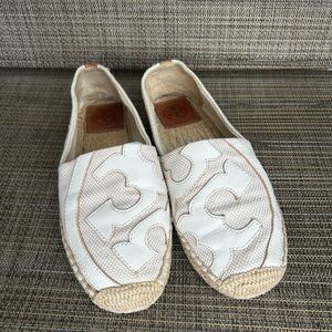 Tory Burch size 7 Cream White Espadrille Slip-Ons Flats